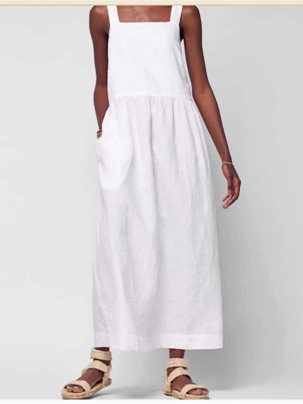 Faherty NWT Allegra Linen Tie Back Dress Oyster XS